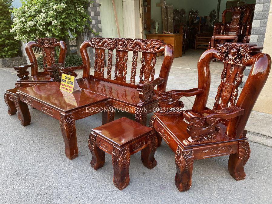 ghe-phong-khach-cham-rong bộ ghế cột 12 gỗ xoan đào