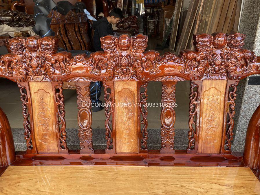 Ghế nghê tay 12 tràm bông vàng mặt gõ Ghế nghê tay 12 tràm bông vàng mặt gõ