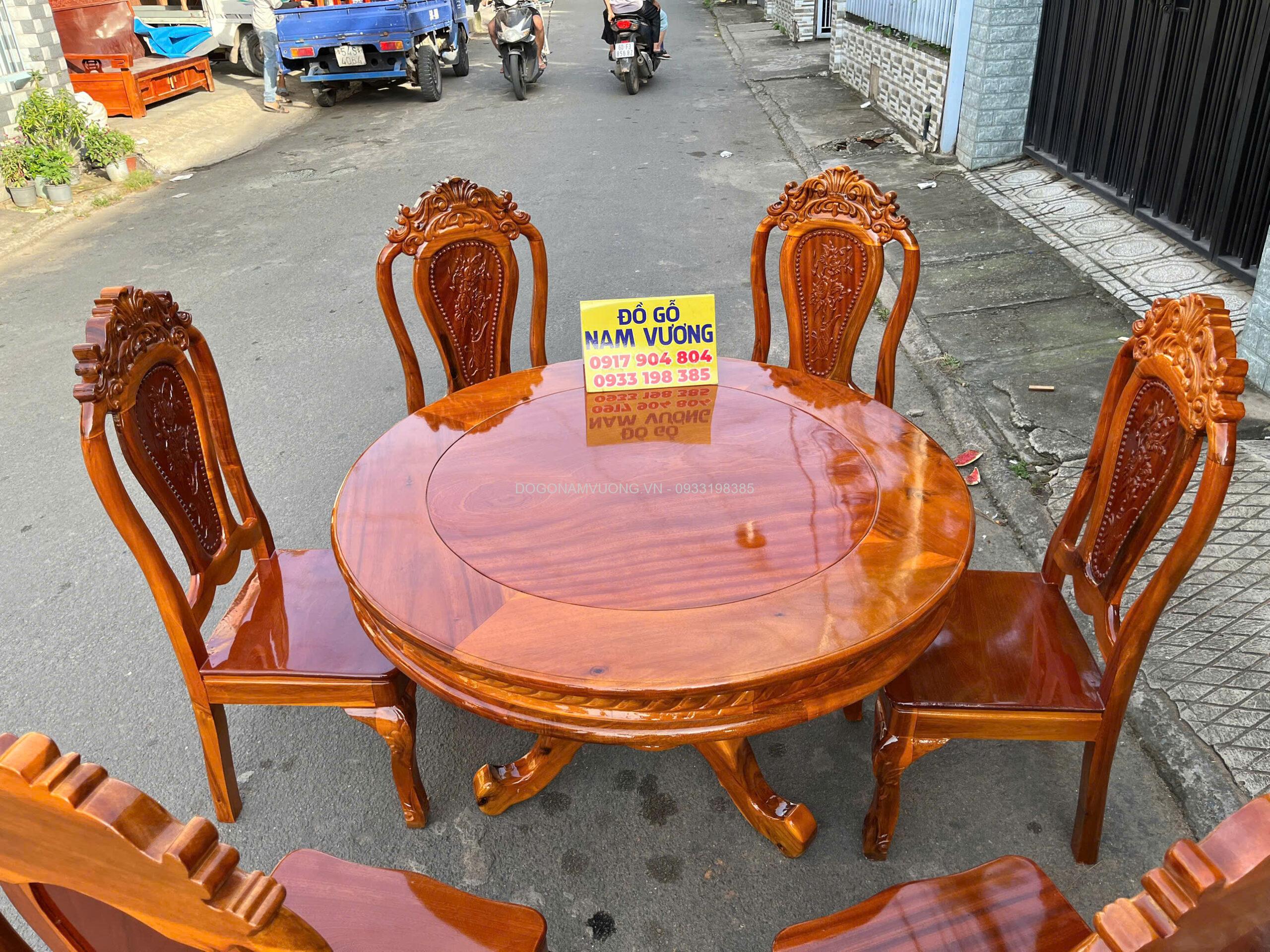 bàn ăn tròn gỗ tràm